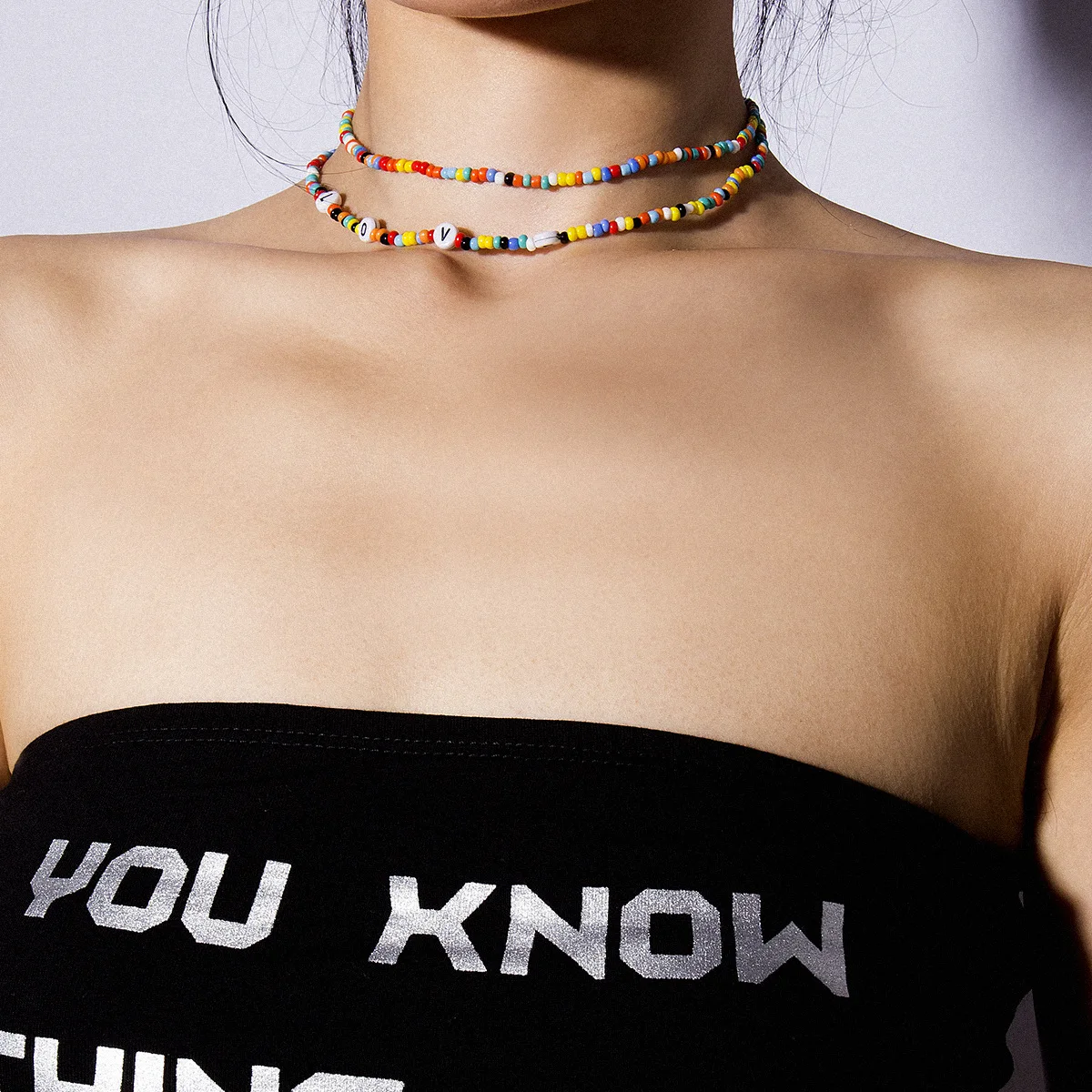 New Handmade Bohemian Beaded Choker Collar Necklace Women Vsco Girl Love Initial Letter Chocker Necklaces Boho Jewelry