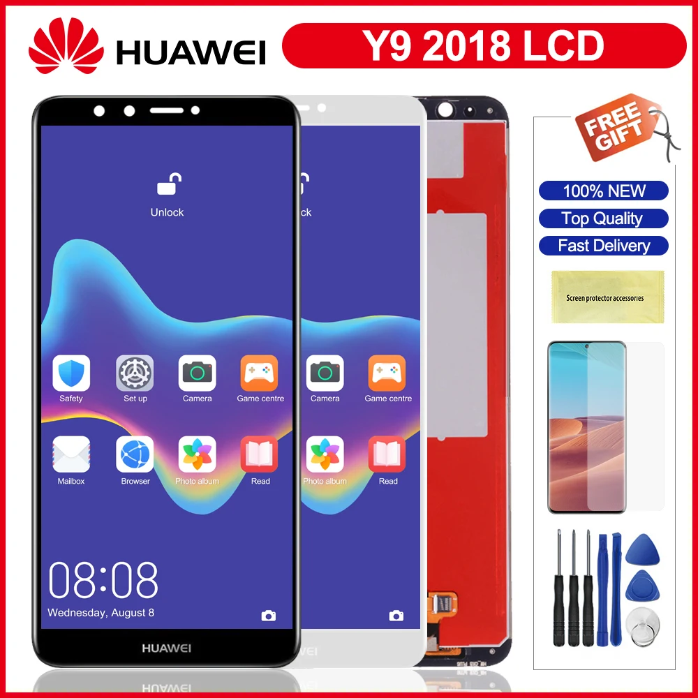 5 93 &quotЖК монитор для Huawei Y9 2018 ЖК дисплей сенсорный экран дигитайзер сборки с