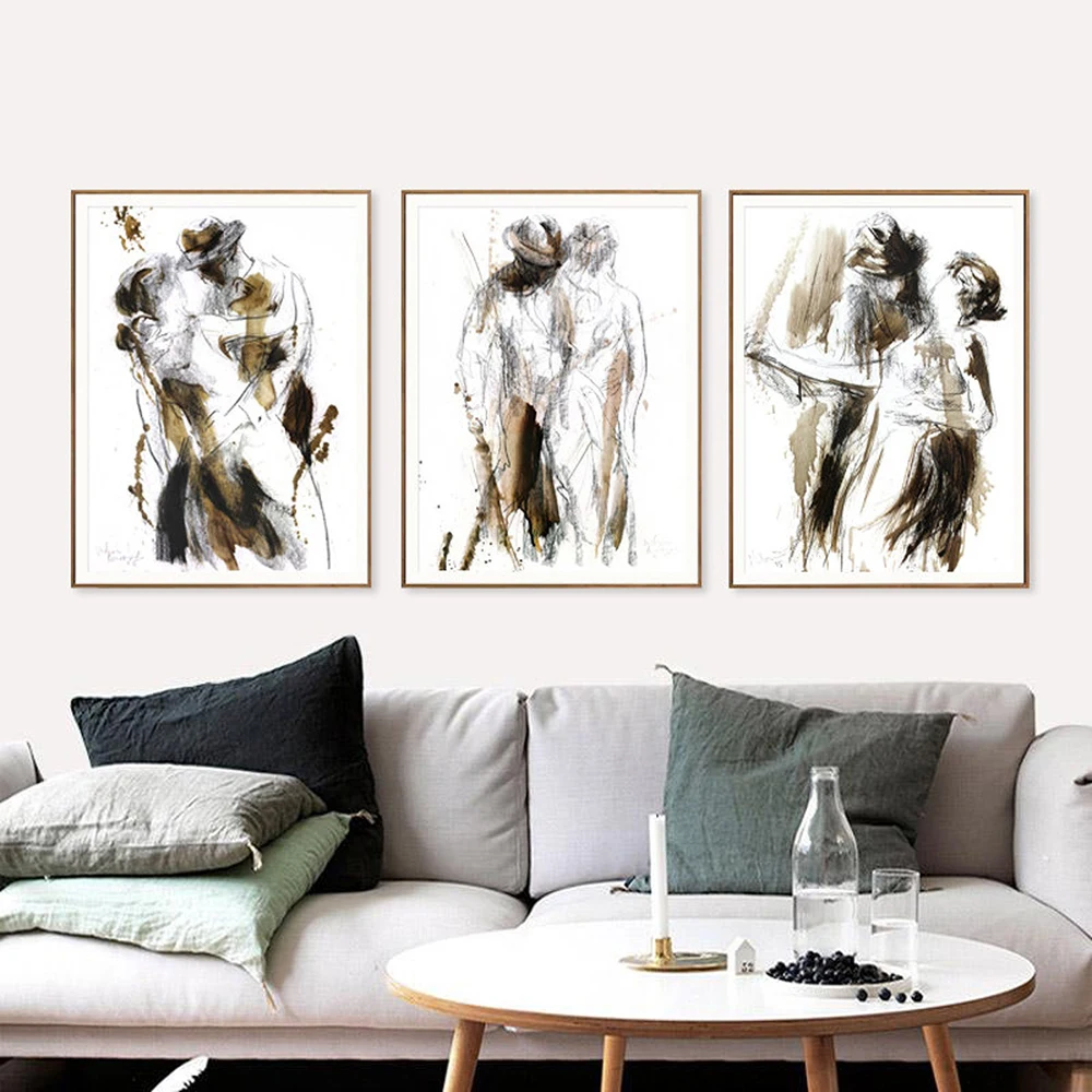 Художественная абстрактная настенная Картина на холсте для пар черно-белая