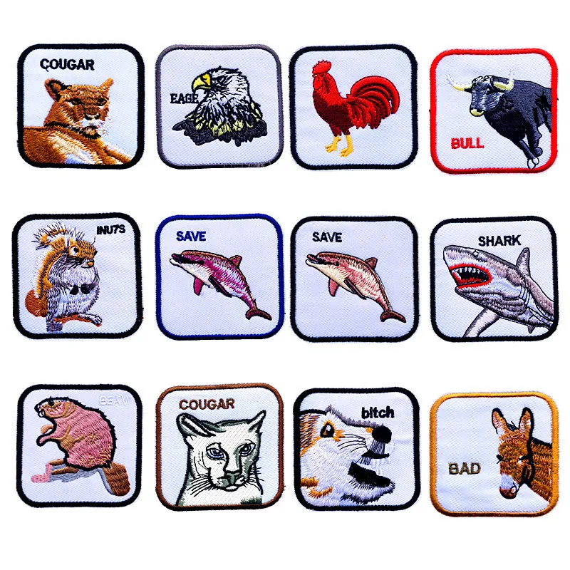 1 шт. быка Животные гладить на нашивки с белками животных вышитая