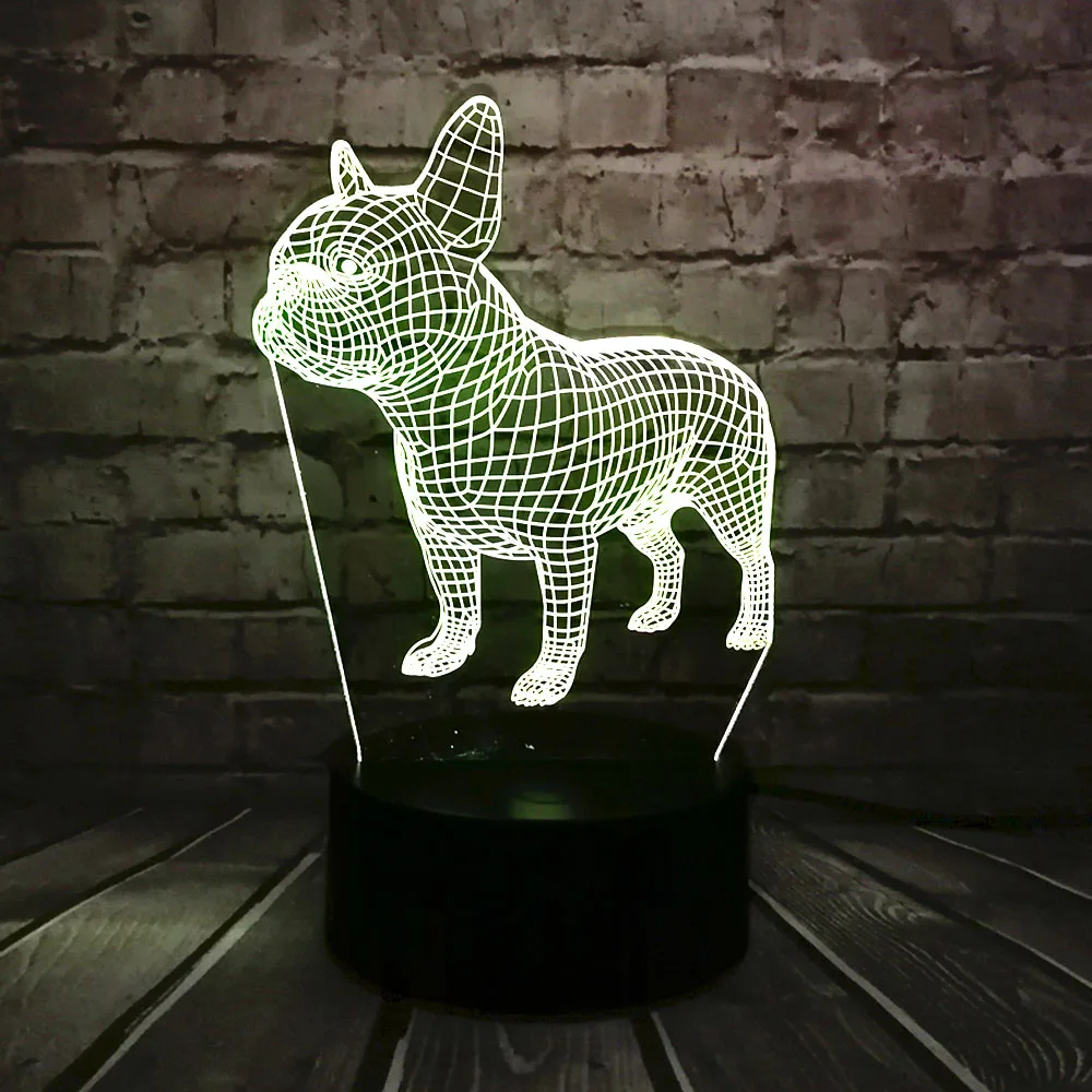 Новый светодиодный животных 3D Мультфильм панель в форме французского бульдога