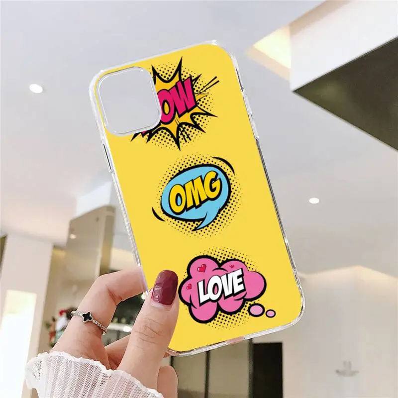 

Woman pow OMG Phone Case Transparent for iPhone 11 12 mini pro XS MAX 8 7 6 6S Plus X 5S SE 2020 XR