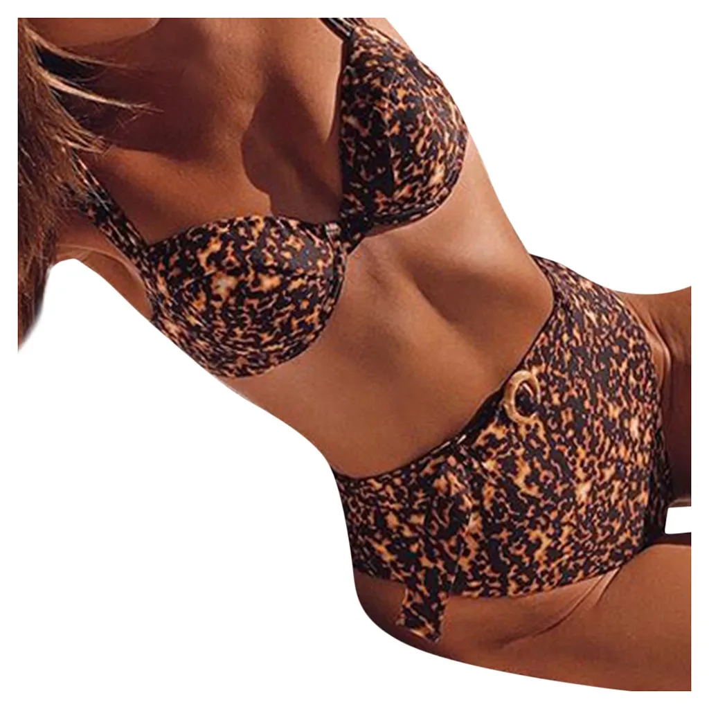 Женский сексуальный леопардовый бикини комплект из 2 предметов размера плюс с