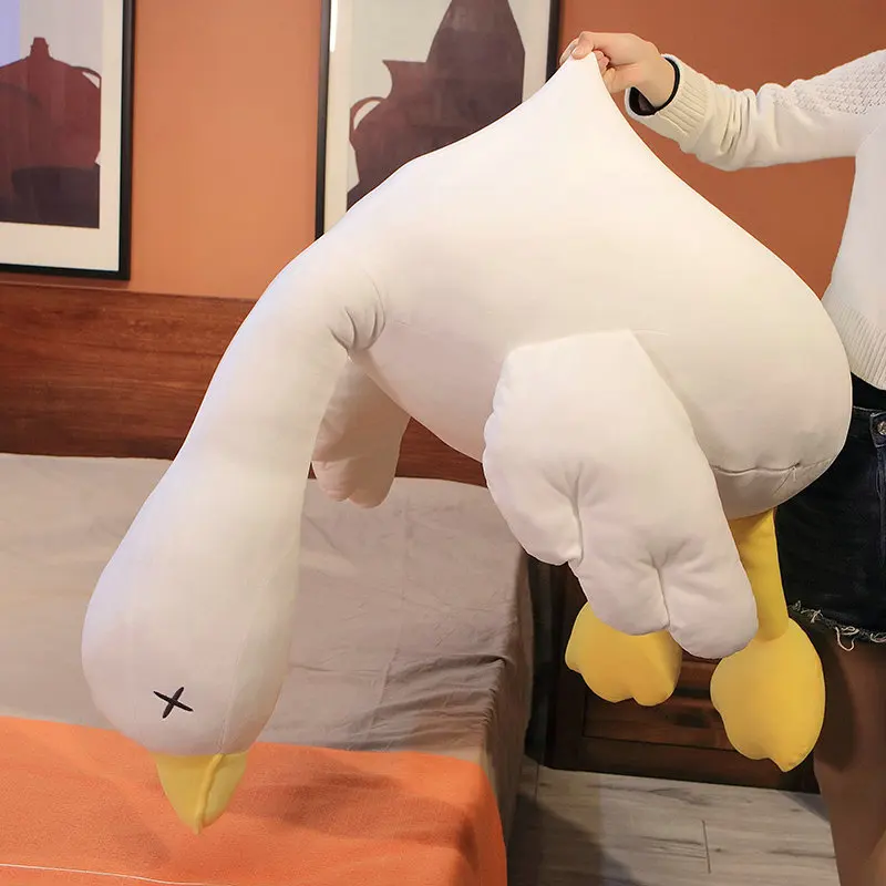 

Большая белая гусиная плюшевая игрушка 60-160 см, милая мягкая подушка, мягкая длинная подушка для сна, кукла для детей, подарок на день рождени...