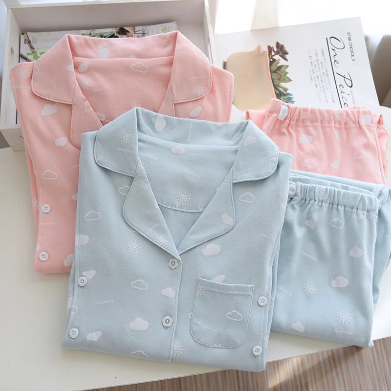 

Fdfklak Breastfeeding Pajamas Sets Pregnancy Sleep Lounge Home Wear 2021 Autumn New Hot Sale Cotton Maternity Nursing Wear