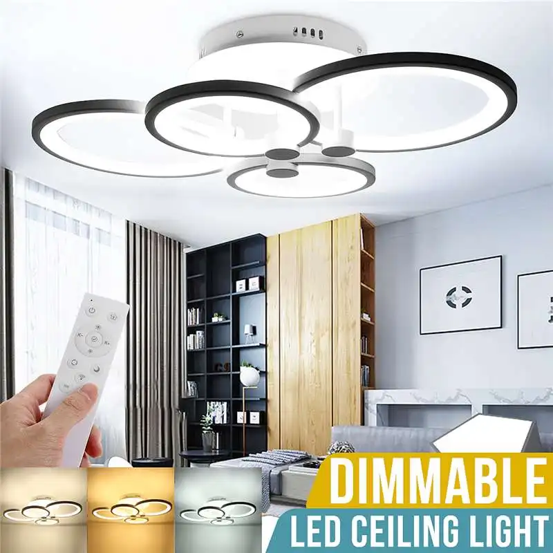 Современный светодиодный светильник s люстра ing 4 кольца подвесной с RC диммером