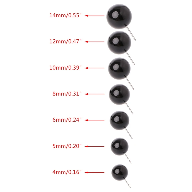 100 шт. стеклянные глаза 4-14 мм набор для валяния иглой черные фасоли