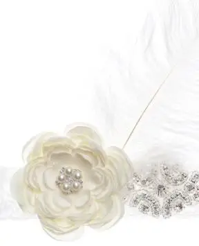 Винтажный ободок с пером и кружевом для девочек мягкая белая повязка на голову