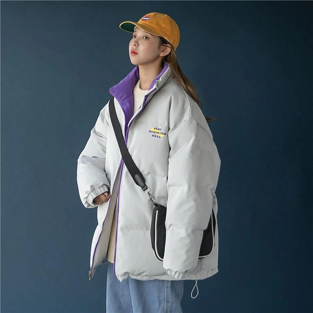 

Зимний пуховик Nic, женское Свободное пальто с хлопковой подкладкой, женские парки с рисунком хлеба, утепленная Студенческая Корейская одежд...