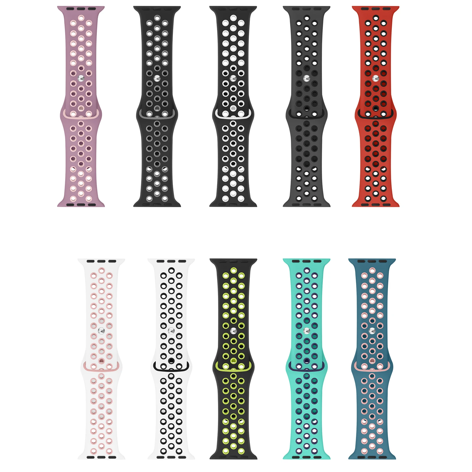 Silicone Watch Band Bracelet For Apple Sport Watch 41mm 45mm 38mm 42mm Strap Breathable Wristband For iWatch Series 7 6 5 4 3 2