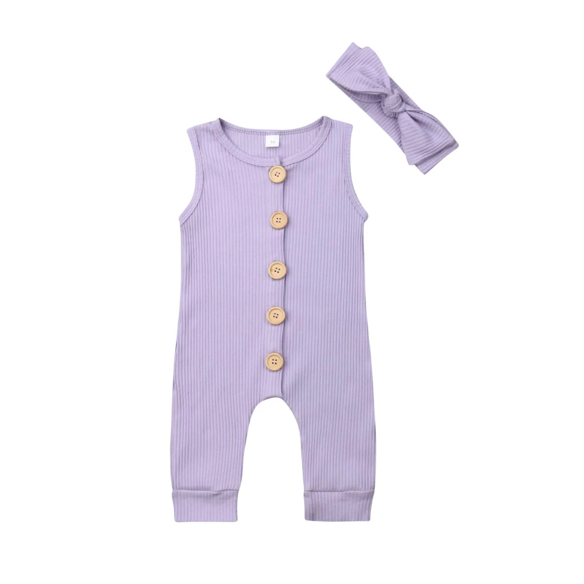 light purple Вязаный хлопковый комбинезон без рукавов для новорожденных мальчиков и девочек, темно-синий, винно-красный, белый цвет, комплекты одежды, футболка длинные штаны и шапочка, 3 предмета - Цвет: light purple
