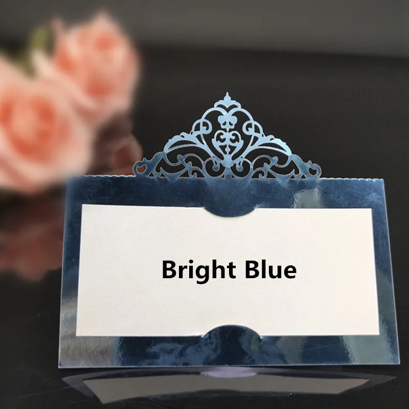 Bright Blue 50 шт Вечерние таблички с именем вина для гостей, карточный стол, карточки для места, украшения, свадебные принадлежности, украшение для сидения за столом 8ZSH873 - Цвет: Bright Blue