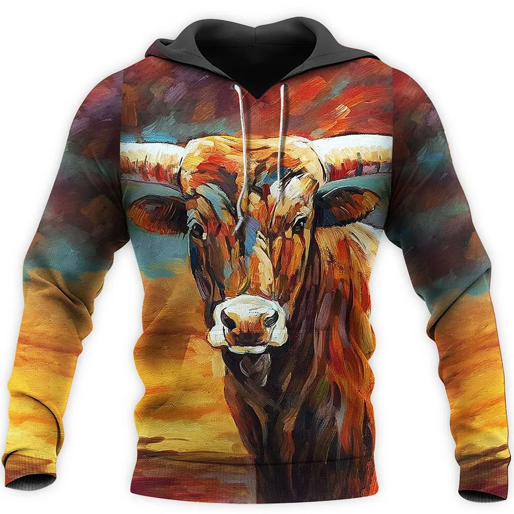

3D All Over Printed Texas Longhorn Cow Hoodies Sweatshirt Unisex Fashion Casual Zip Jacket Z02