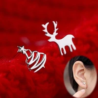 christmas elk earrings women silver fashion ear stud xmas jewelry gift