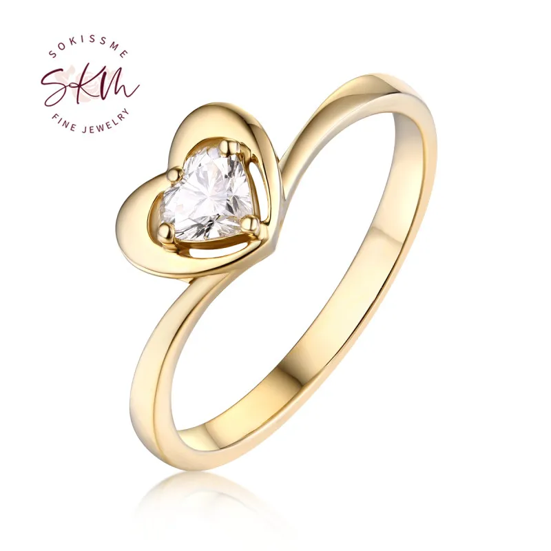 

SKM engagement ring Heart Shaped diamond Delicate Engagement Ring Curved Wedding Dainty 14K Gold Stackable Promise Anniversary