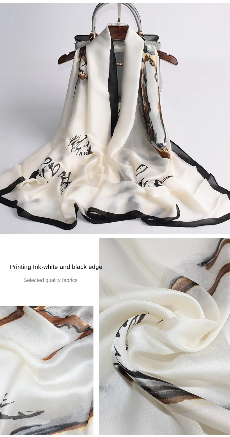 

zq Silk Scarf Women's Versatile Spring and Autumn Fashion Mom Scarf Summer Sunscreen Shawl Outer Match Scarf