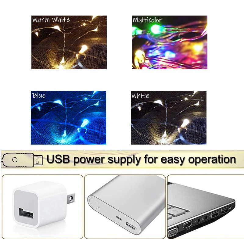 

LED Light String USB Fairy Lights Christmas Decoration Lamp Copper Wire Lights Waterproof Garden Outdoor Bedroom Marriage Party