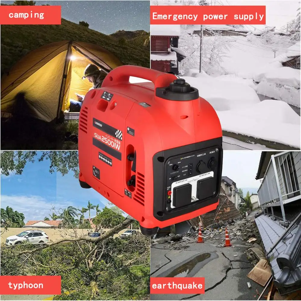 

Inverter Gasoline Generator AC 220V 2500W Portable Electric Generator Ultra-quiet Petrol Engine