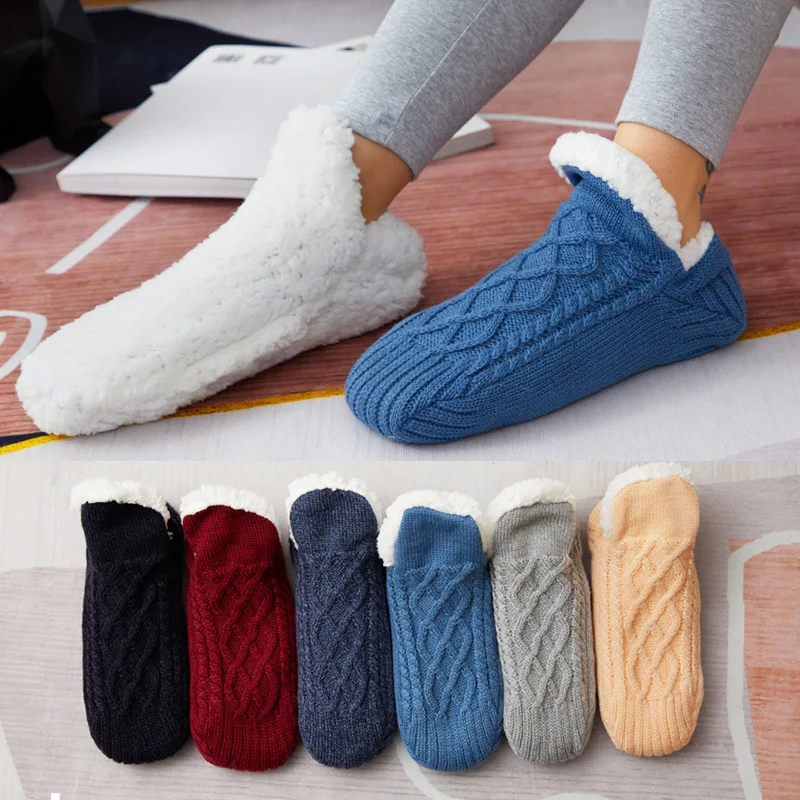Домашние тапочки Ousefu женские носки зимние теплые плюшевые хлопковые силиконовые