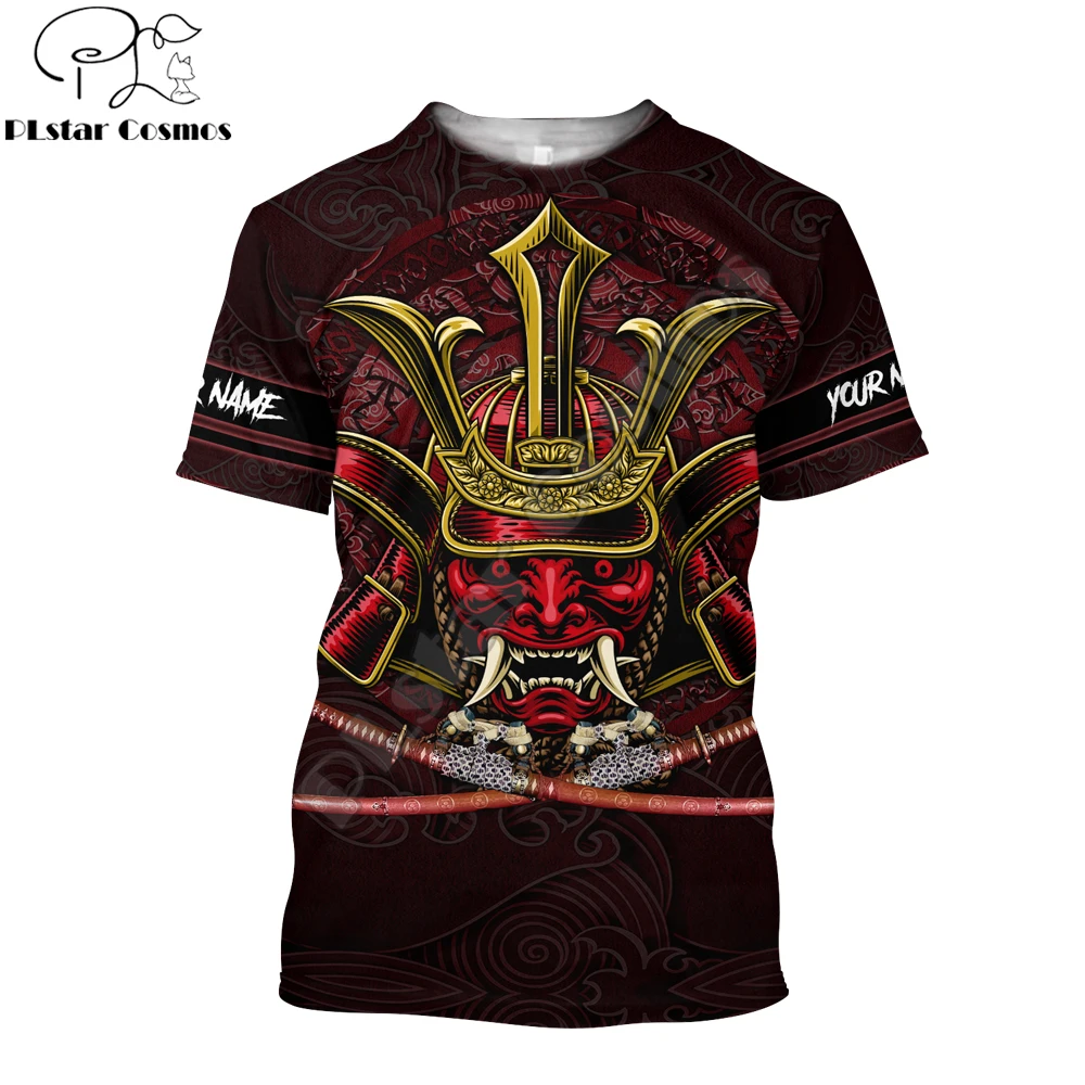 

Custom Name Summer T-shirt Samurai and Dragon Tattoo 3D Printing Men Casual short Sleeve Tee shirts Unisex Street Tee Tops TX-54