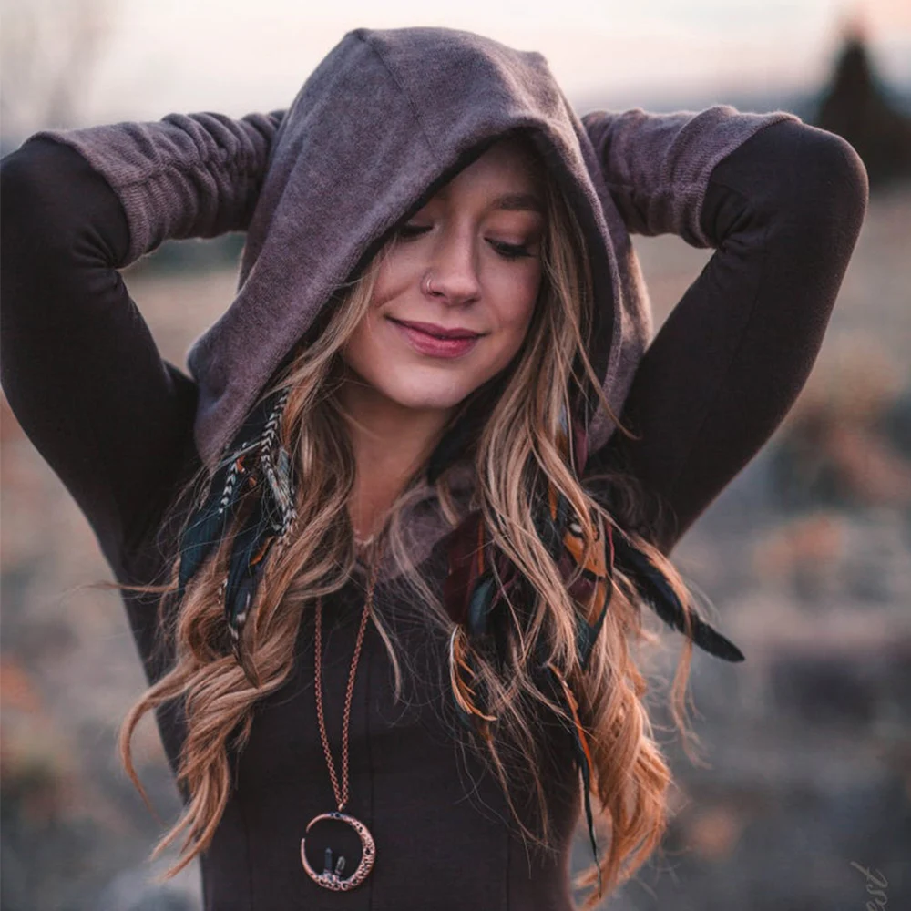 PYL платье с капюшоном женское лоскутное облегающее и расклешенное винтажное платье осень толстовка с капюшоном и длинным рукавом Необычные платья D25