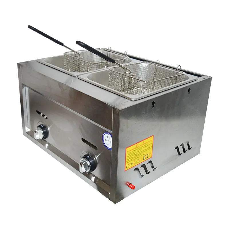 

Gas Type Fryer with Strainer Non-Stick Cooking Surface Stainless Steel Deep Fryer for Chicken Snack French Fries Frying Machine