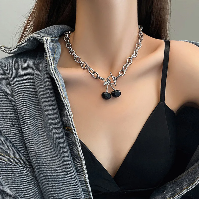 

Tocona Trendy Cherry Clavicle Chain Necklace for Women Charms Silver Color Hollow Geometric Party Jewelry Accessories 15869
