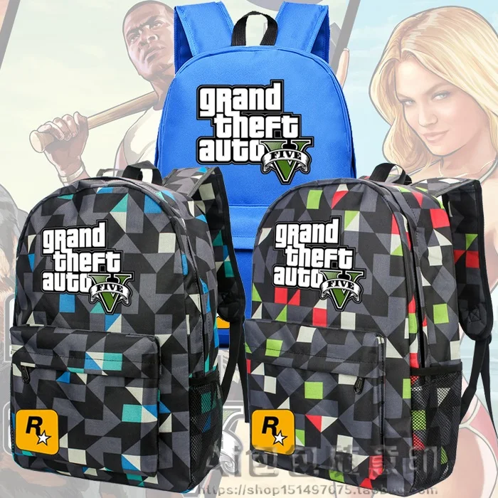 Рюкзаки GTA5 для мальчиков-подростков школьные сумки Grand Theft рюкзаки AutoV Oxford Mochila GTA -