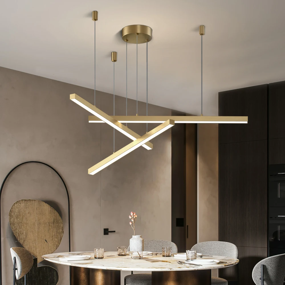 New Modern LED Chandelier Lighting Brief Gold Home Decoration Hanglamp Living Dining Room Light Fixtures Kitchen Island Lamp
