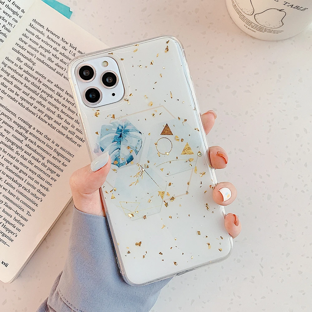 Золотой порошок геометрический граффити чехол для телефона для iPhone 11 Pro Max XR XS Max 6 6S 7 8 Plus X Мягкая эпоксидная задняя крышка для iPhone 11