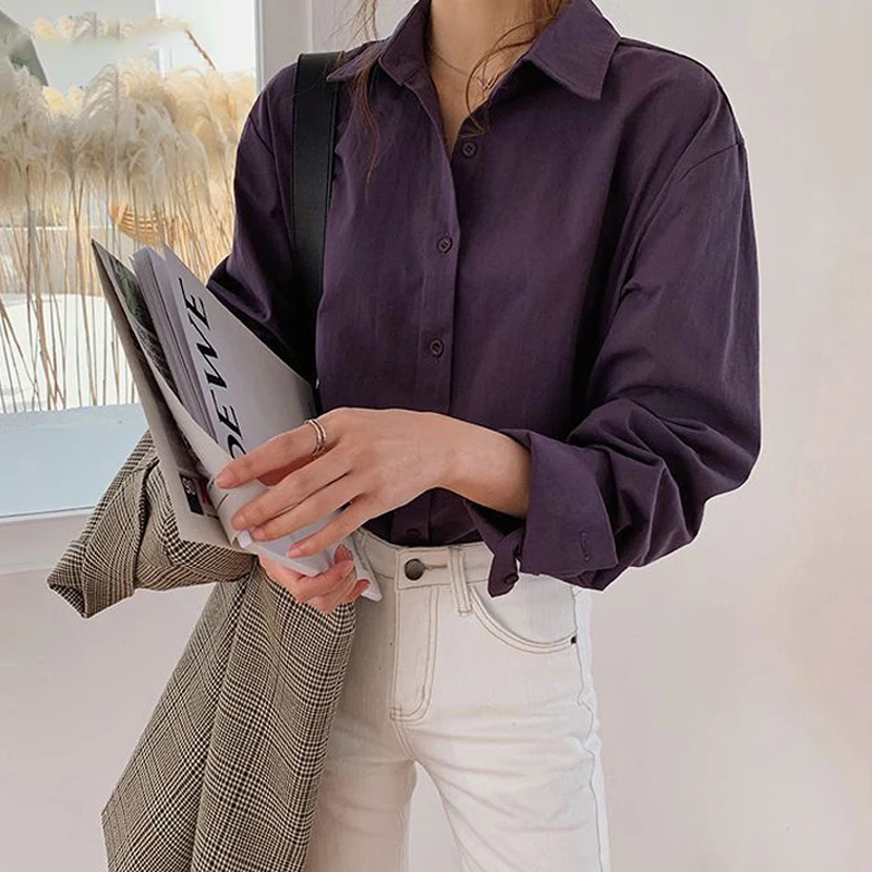 В винтажном стиле женская блузка Рубашки осень зима для офиса с отложным