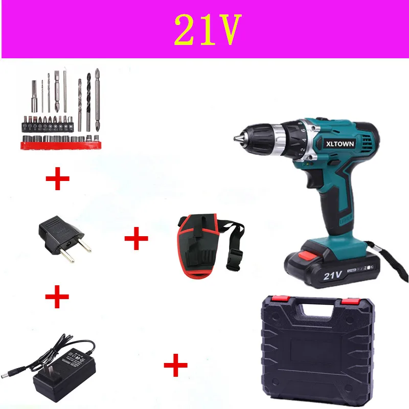 21V C XLTOWN 21 в электрическая отвертка ручная дрель аккумуляторная электрическая отвертка Беспроводная многофункциональная ручная дрель электроинструменты - Цвет: 21V C