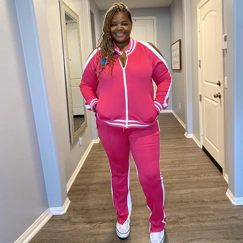 

Sexy Two Piece Outfits For Women Spring Clothes Long Sleeve Off Shoulder Jacket Coat + High Waist Joggers Pants Plus Size