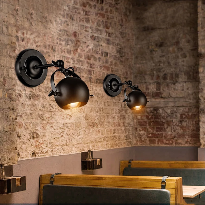 Винтажная железная настенная лампа точечный светильник настенное бра черного