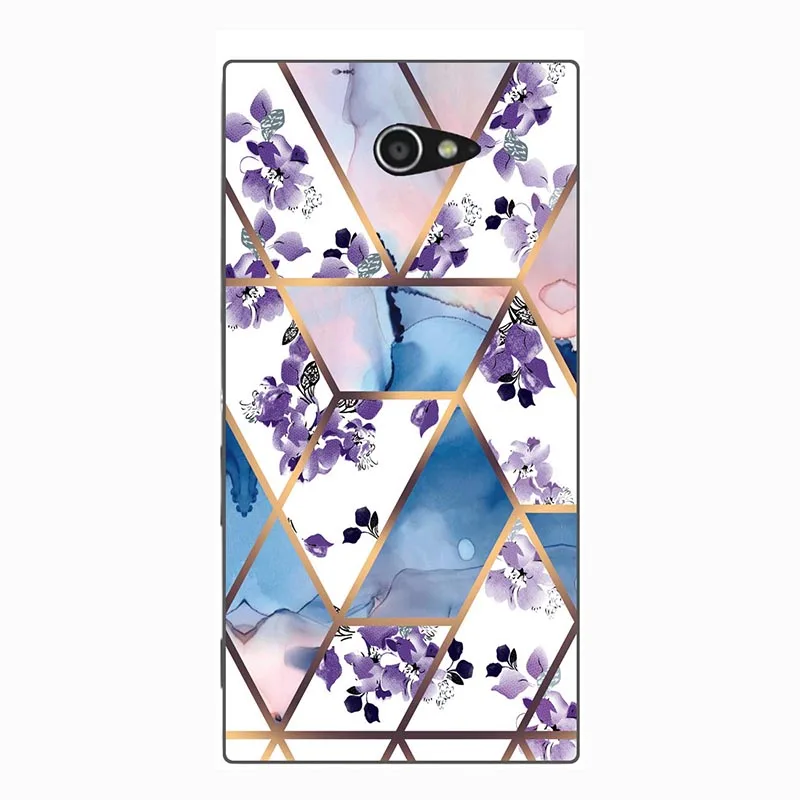 Мягкий чехол для телефона с геометрическим мрамором Sony Xperia M2 D2303 S50h D2305 D2306 цветная