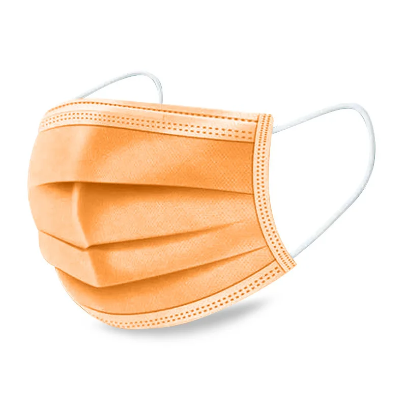 

10 / 50 / 100/200pcs disposable mask 3-layer dust and smoke proof portable gauze mask orange Mask Adult mask
