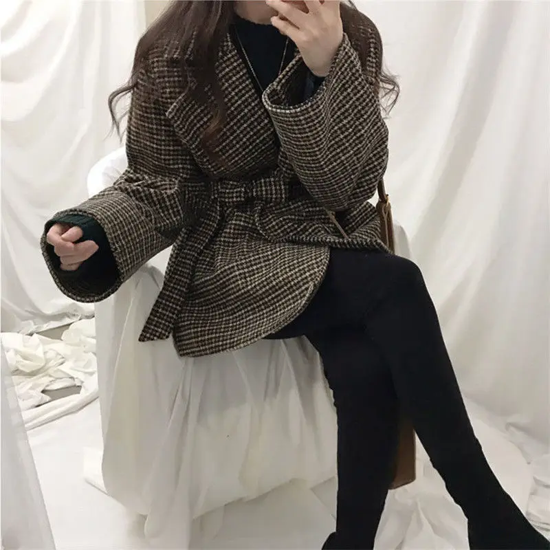 Высококачественная модная осенне-зимняя короткая шерстяная куртка в Корейском