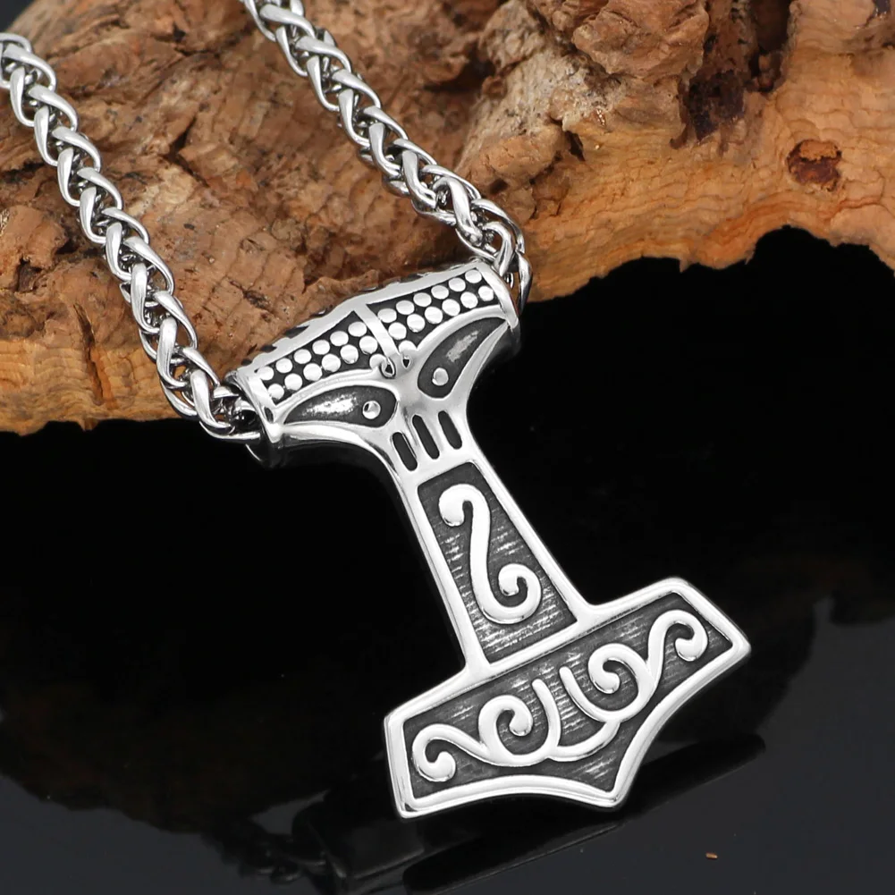 Скандинавский Викинг Mjolnir из нержавеющей стали Thor Hammer Raven Head ожерелье для мужчин с