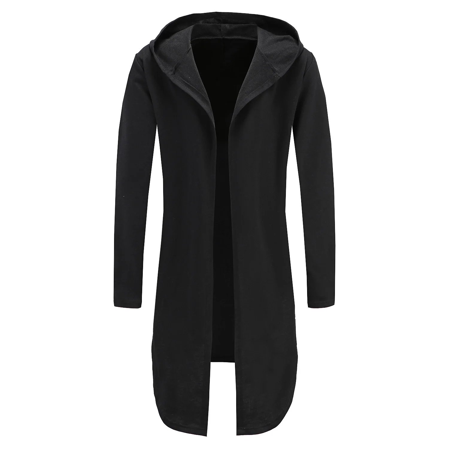 Мужской черный плащ с длинным передним и коротким кардиганом мужские толстовки