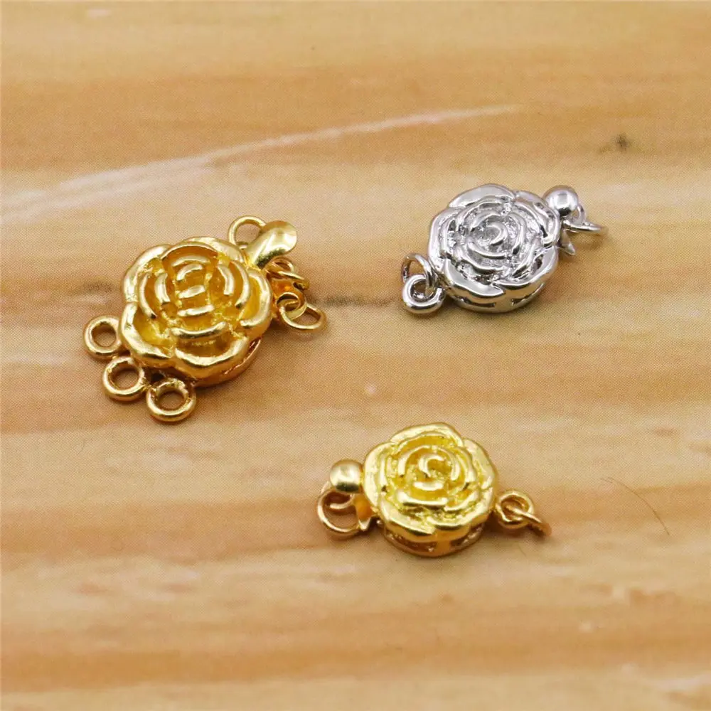

5PCS Alloy Rose Clasp Fitting Silver-plate/Gold-plated DIY Loose Beads Necklace Bracelet Girl Women Hand Made Jewelry Making