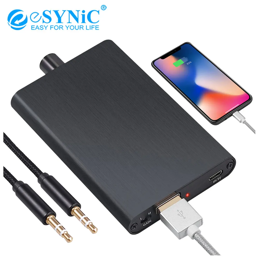 Усилитель для наушников eSYNiC 16 300Ω Hi Fi со встроенным внешним аккумулятором и