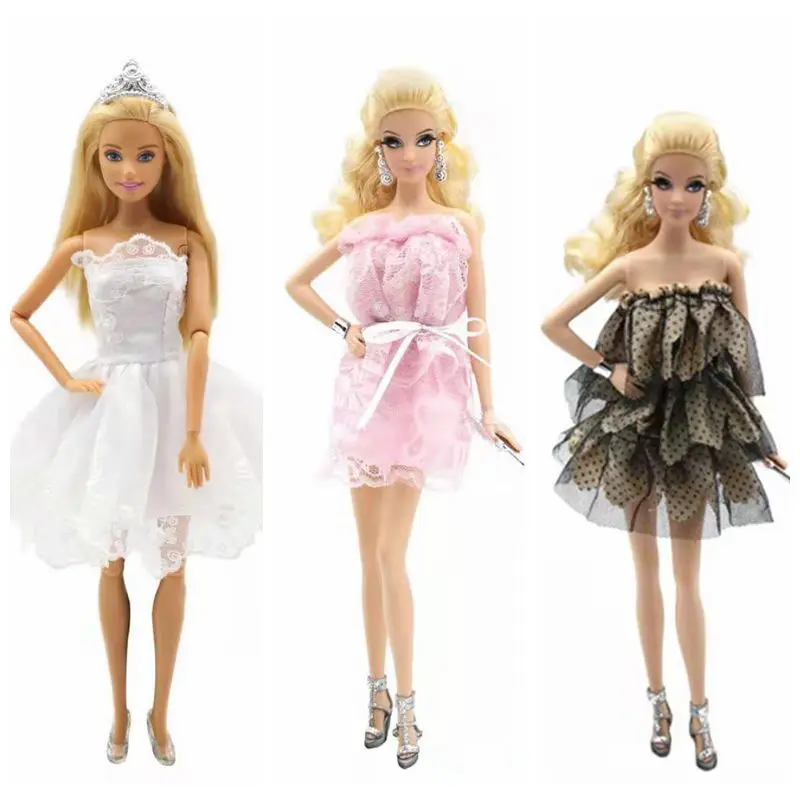 

11.5" Lovely Princess Lace Little Dress Outfits For Barbie Doll Clothes Charming Off Shoulder Party Gown 1/6 BJD Accessories Toy