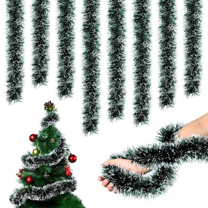 

2m Christmas Artificial Tinsel Strips Garland For Home Party Wall Door Fireplaces Decor Gold Bowknot Xmas Tree Hanging Pendants