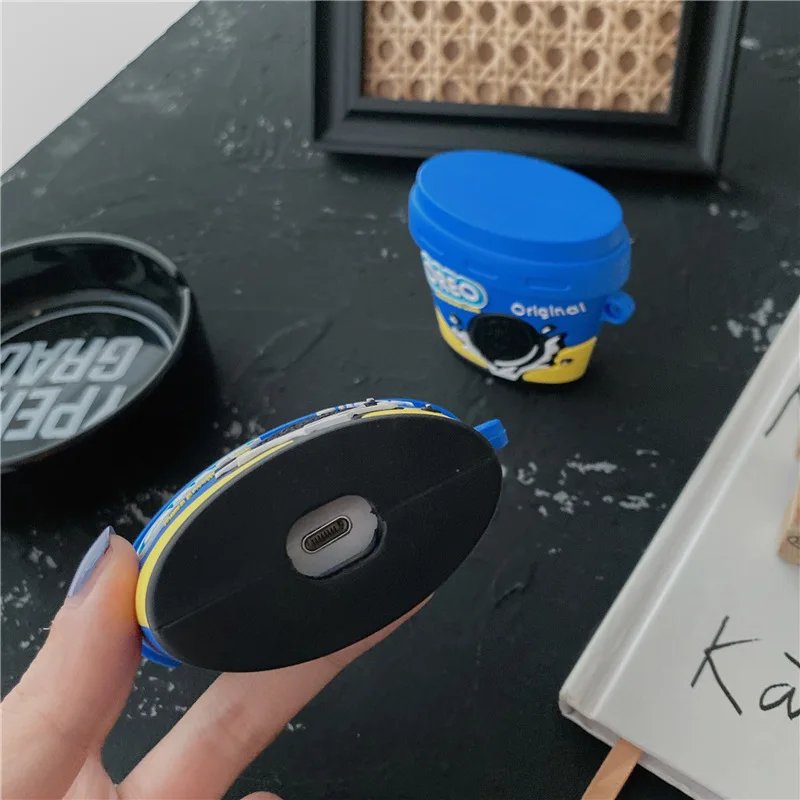 

3D Chocolate Chip Cookies Ice Cream Silicone Headset Case for Airpods 1 2 Pro Protective Bluetooth Wireless Earphone Cover