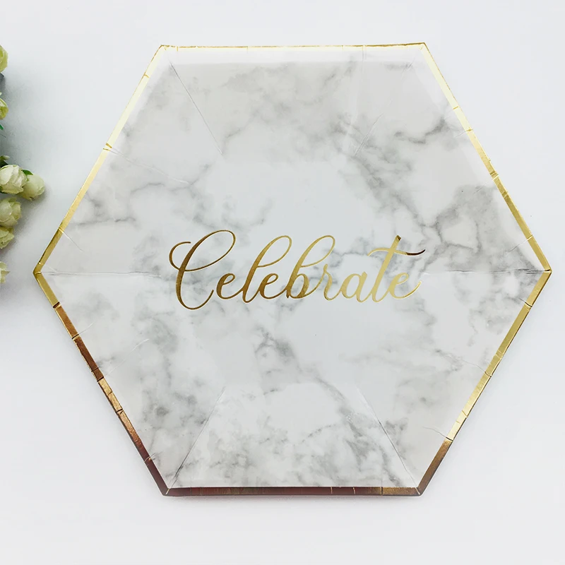 72sets Marble Paper Tableware Foil Gold Plate Cups Napkins Straws For Birthday Wedding Party Supplies Modern Table Setting | Дом и сад