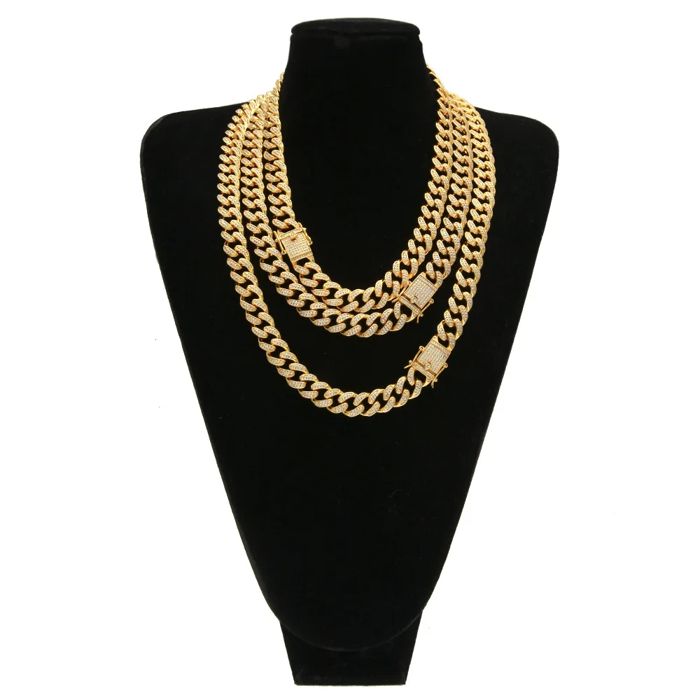 

Хип-хоп мужской золотой цвет Ice Out кубинский Кристалл Майами кубинская цепь для мужчин микро инкрустированные Цирконом кристалл ожерелье «М...