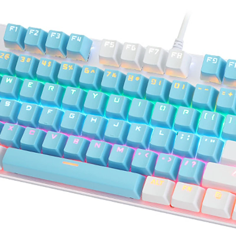 Проводная Механическая USB клавиатура BAJEAL K100 игровая двухцветная 87 клавиш зеленая