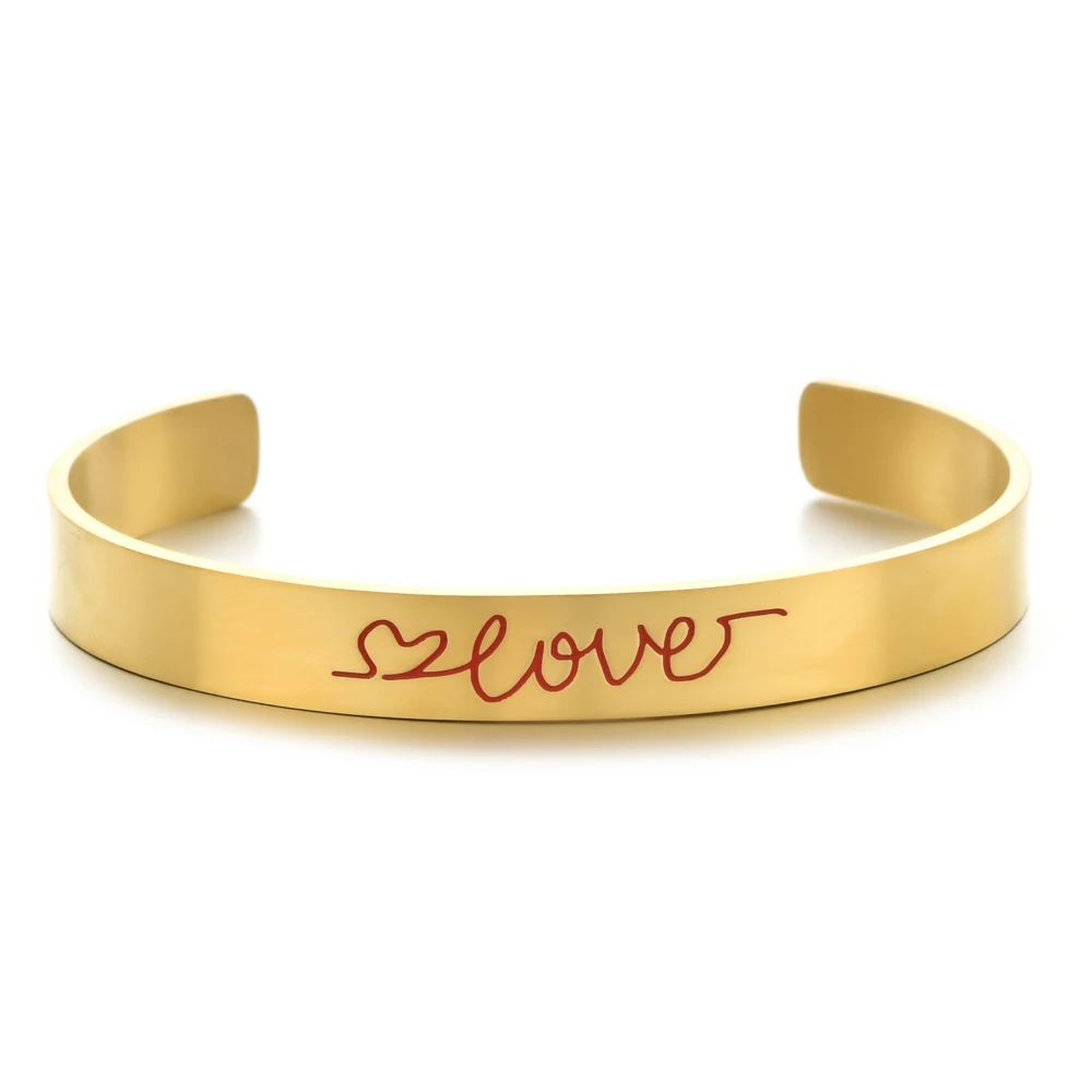 

ZMZY New Boho Bangle Stainless Steel Engraved Message Bracelet Positive Letter Bracelets & Bangles For Women Men Gift mama