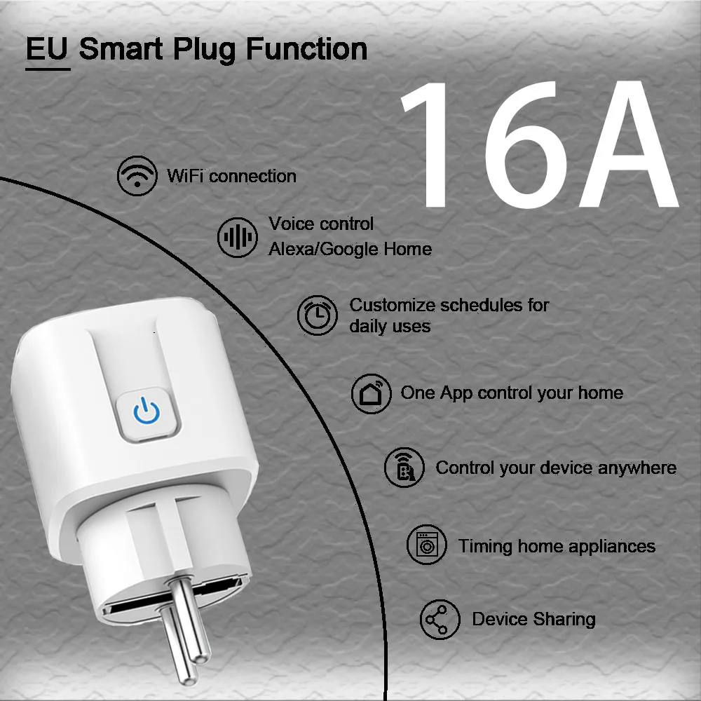 Tuya Smart Life Wi-Fi розетка 16A 220 В электрические розетки таймер мощность монитор разъем
