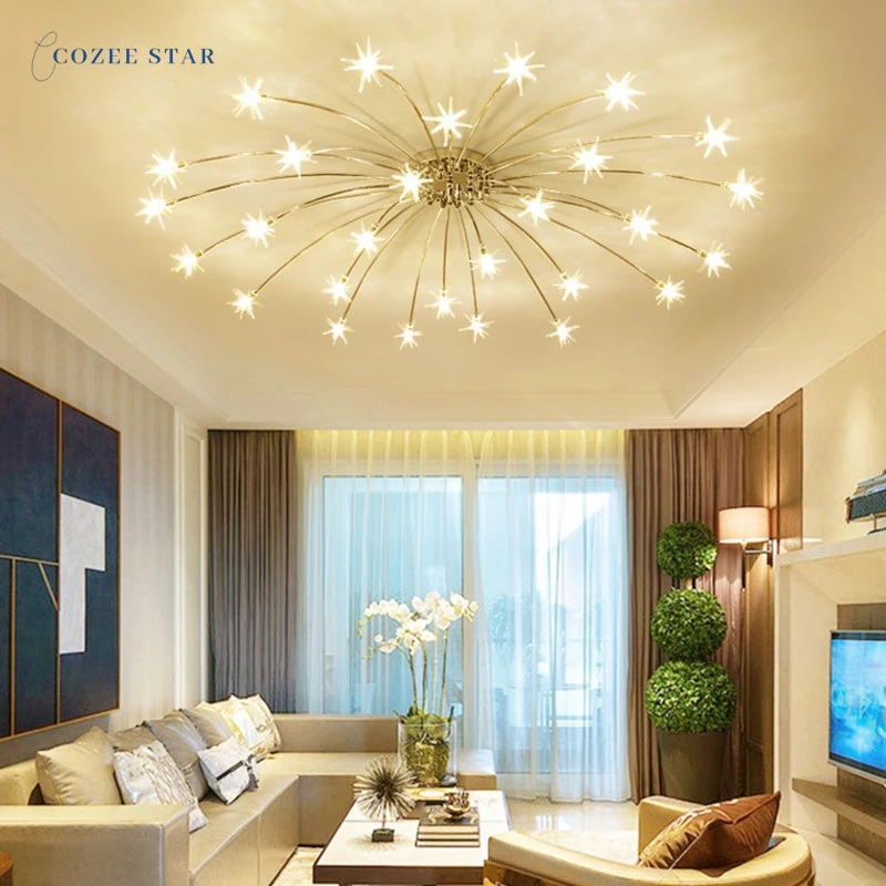 

Nordic LED Ceiling Lights Modern Star Round Flower Glass Chandelier Lighting Bedroom Living Room Dining Room Lamps Lustre